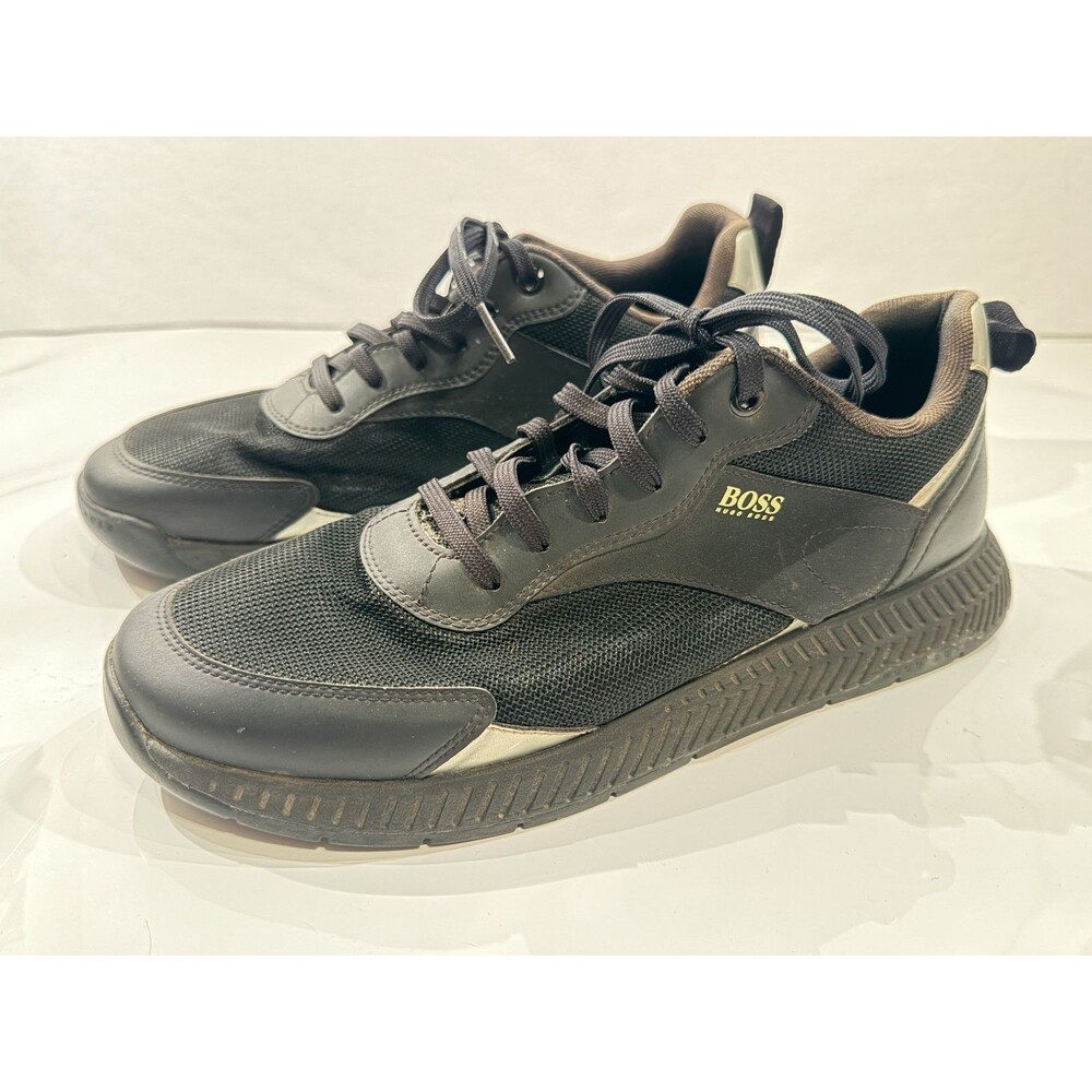 BOSS Hugo Boss Men's Black Mesh & Synthetic Lace Up Sneakers EU 42 US 8.5